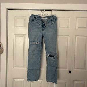 Abercrombie & Fitch Light Blue Distressed Straight Leg Jeans